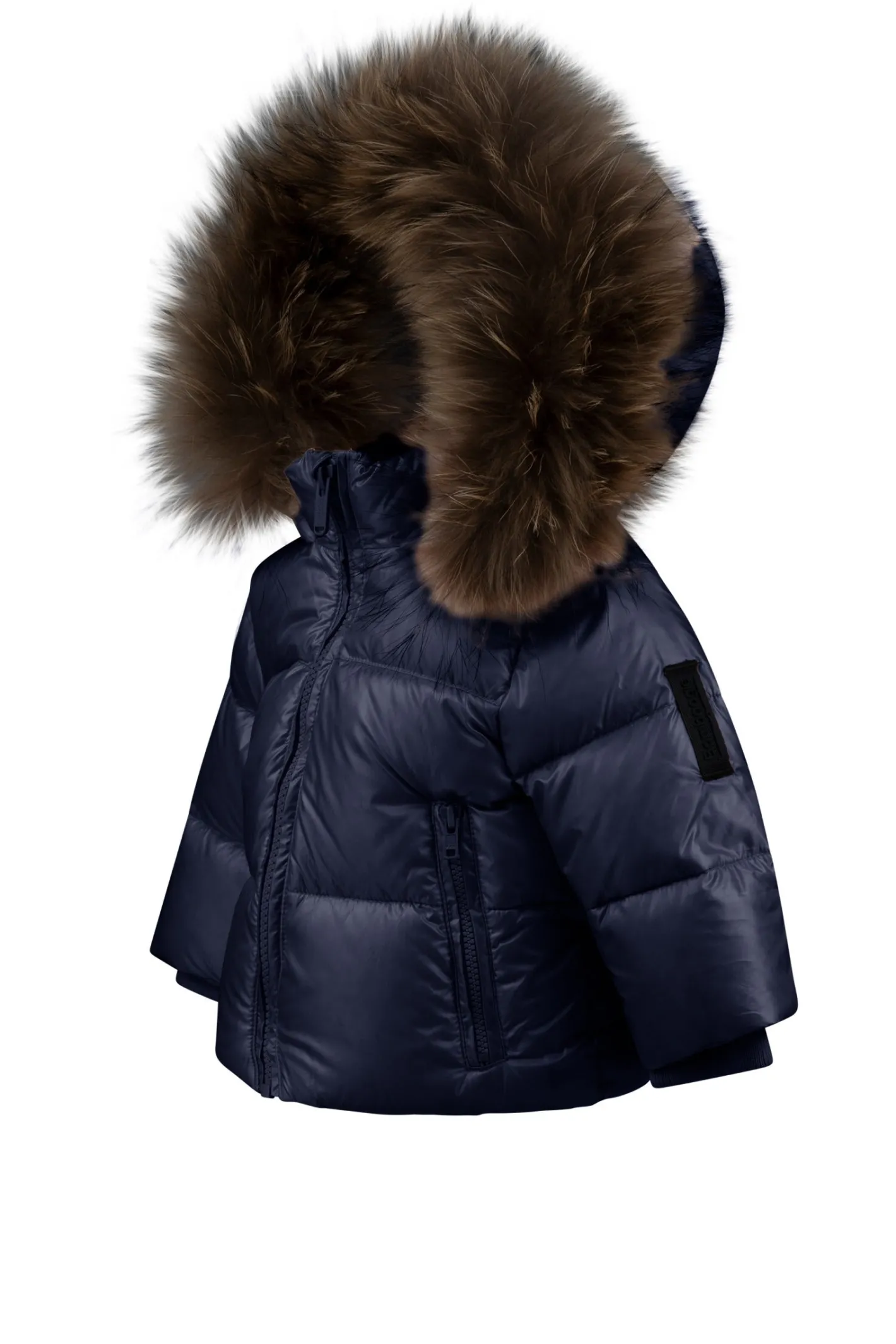 Bomboogie Baby-Baby-Daunenjacke Mit Kapuze Und Besatz Aus Echtem Pelz