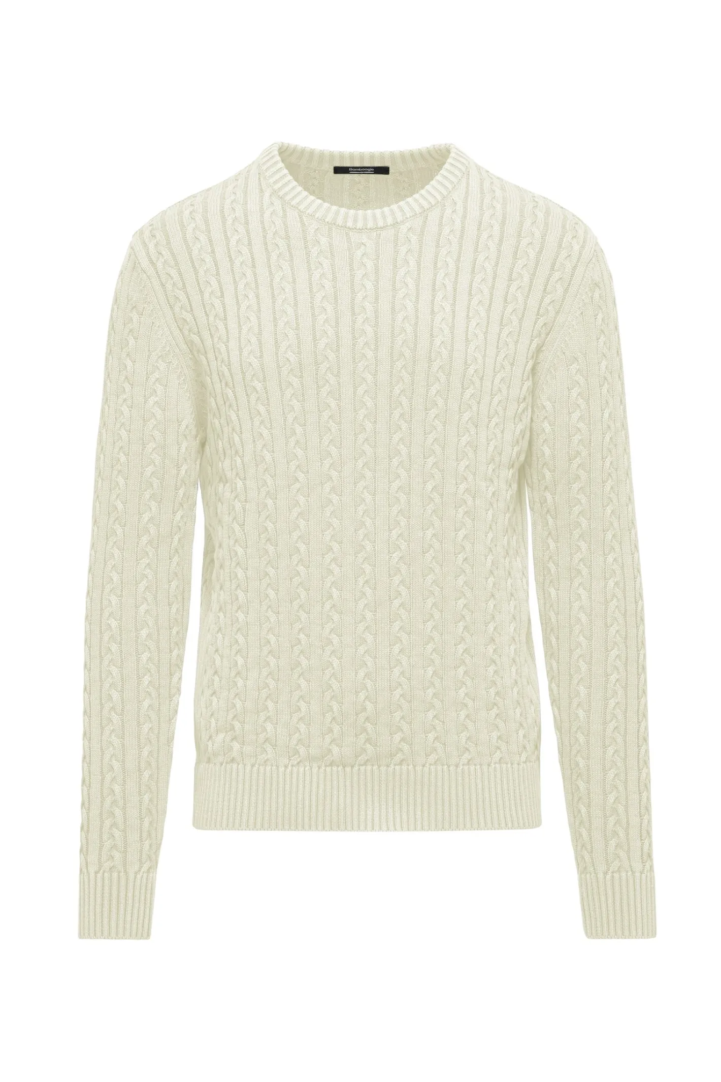 Bomboogie Pullover-Baumwollpullover Mit Rundhalsausschnitt Und Zopfmuster