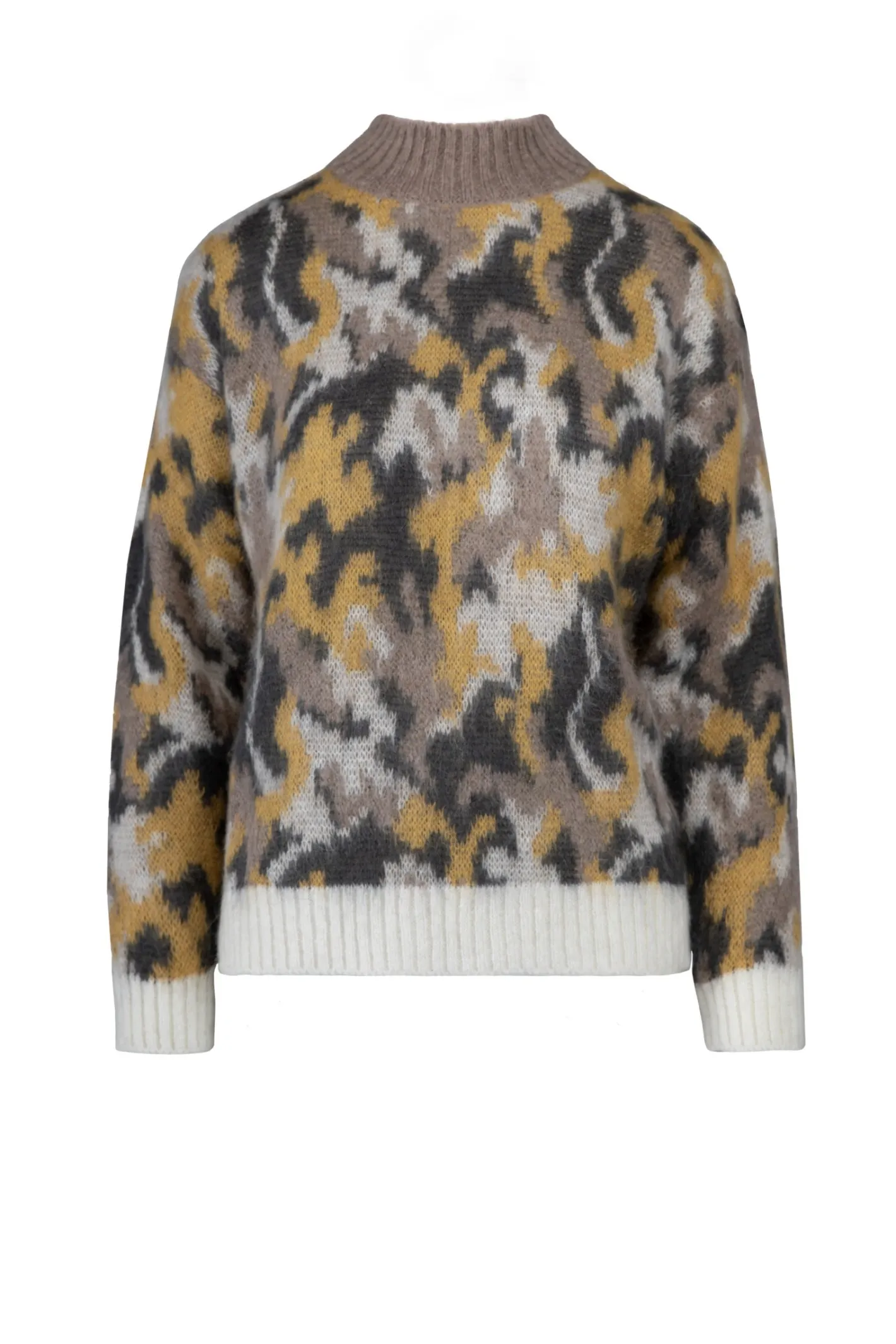 Bomboogie Pullover-Camouflage-Rollkragenpullover Aus Mohair-Mix