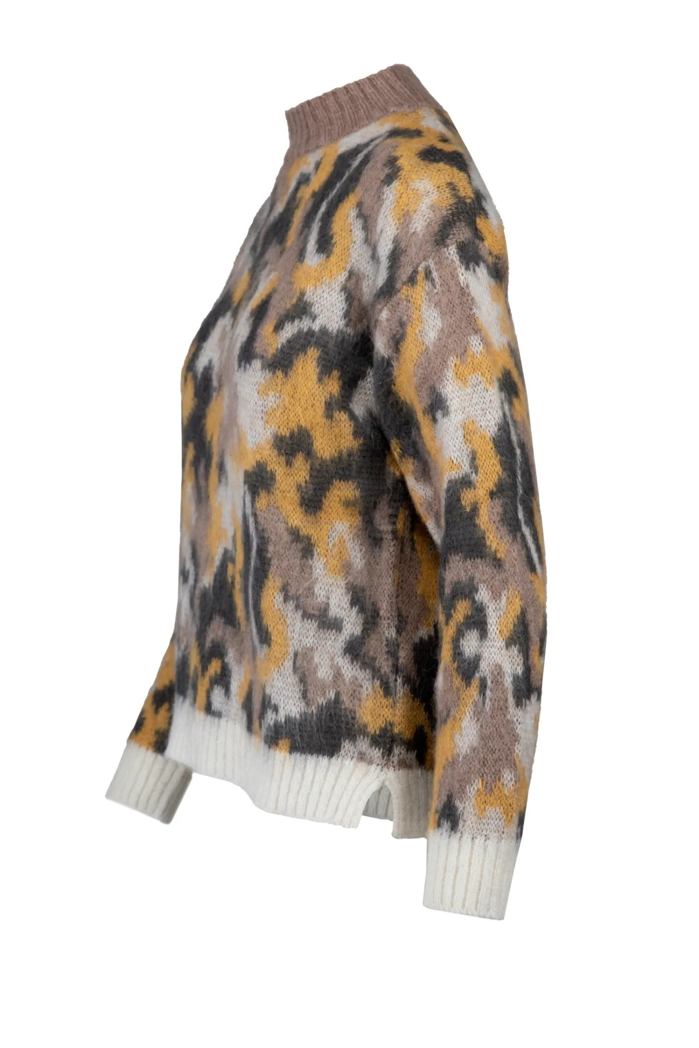 Bomboogie Pullover-Camouflage-Rollkragenpullover Aus Mohair-Mix