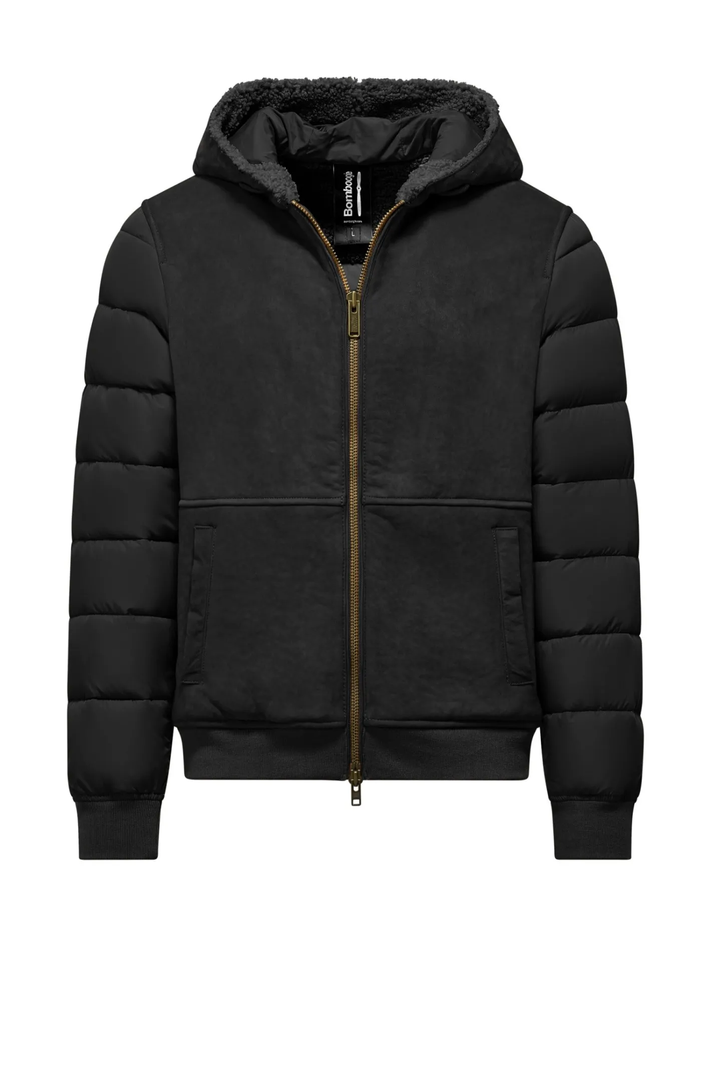 Bomboogie Lederjacken-Gepolsterte Jacke Aus Zwei Materialien, Echtem Leder Und Nylon