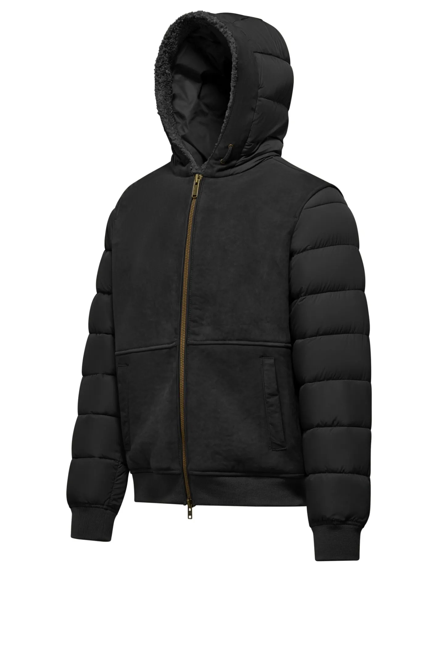 Bomboogie Lederjacken-Gepolsterte Jacke Aus Zwei Materialien, Echtem Leder Und Nylon