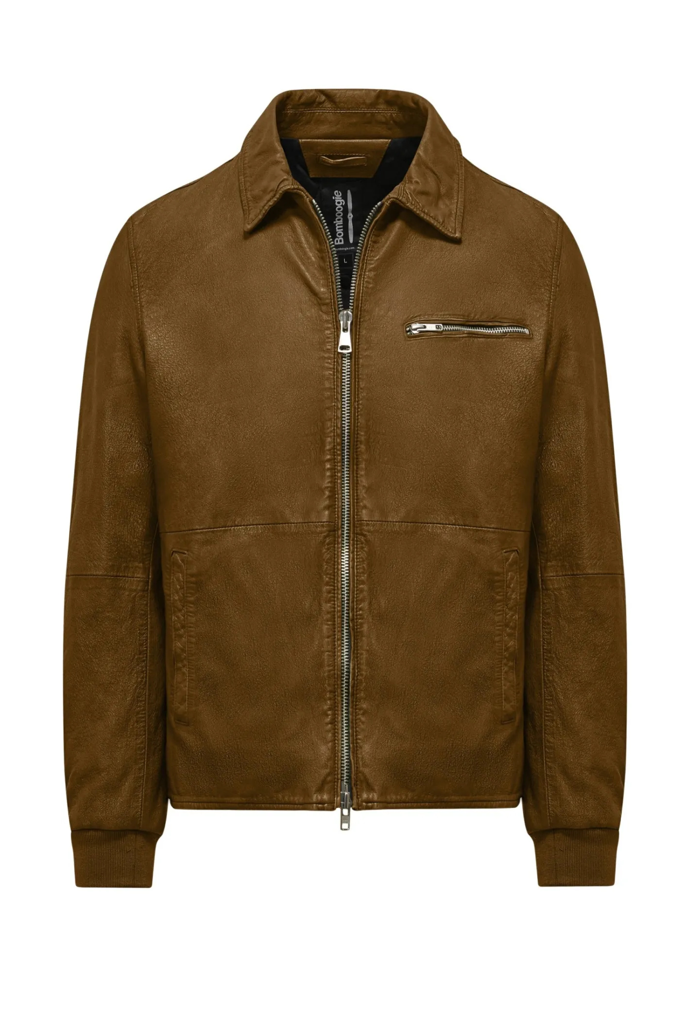 Bomboogie Lederjacken-Jacke Aus Echtem Leder Mit Kragen.