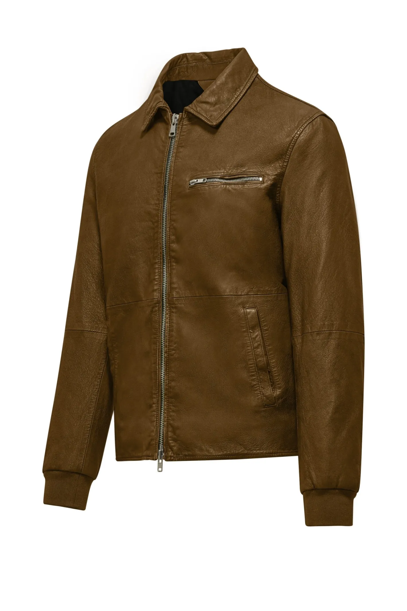 Bomboogie Lederjacken-Jacke Aus Echtem Leder Mit Kragen.
