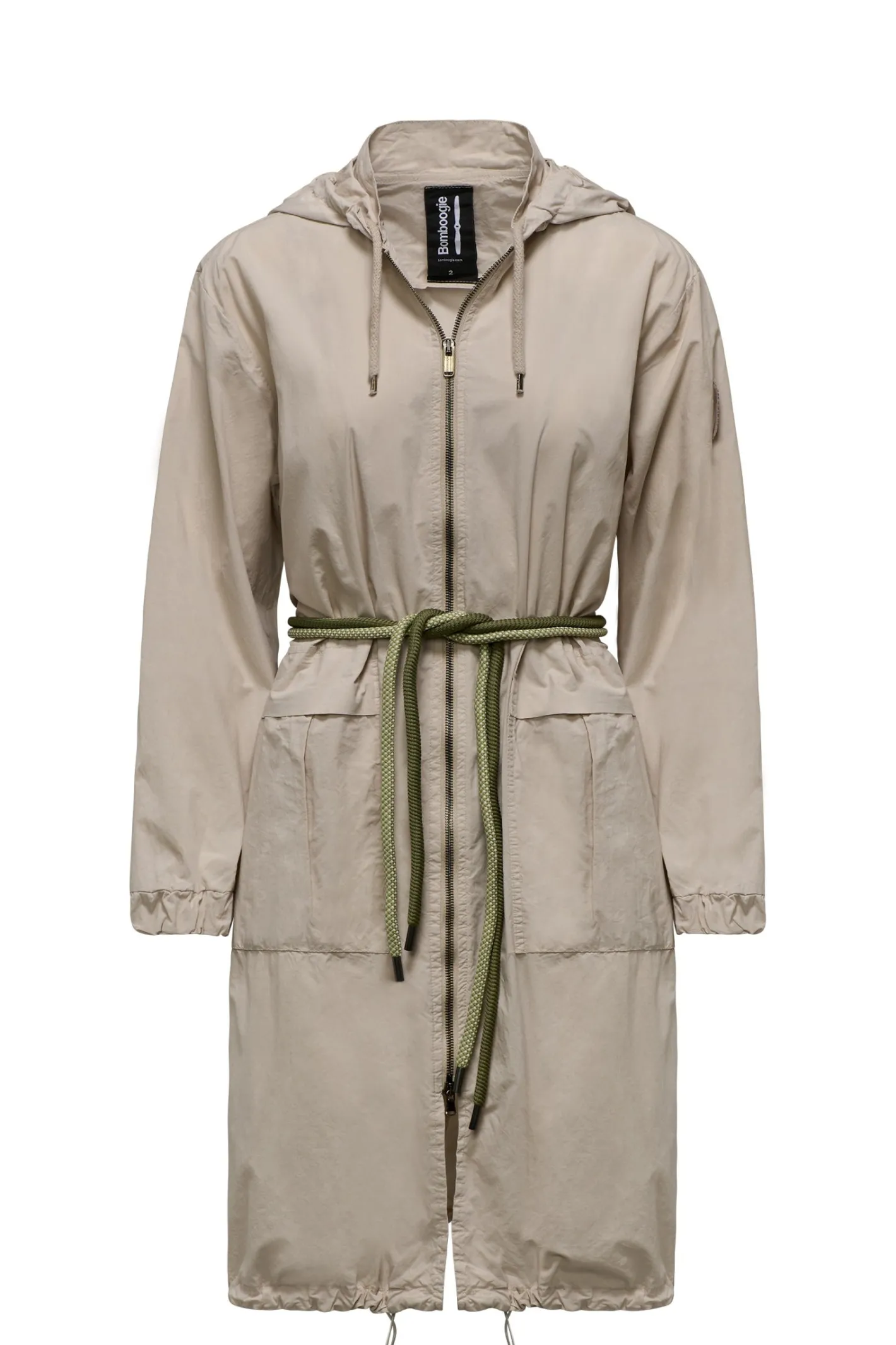 Bomboogie Parka-Langer Ungefütterter Parka Mit Zweifarbigem Kordelgürtel