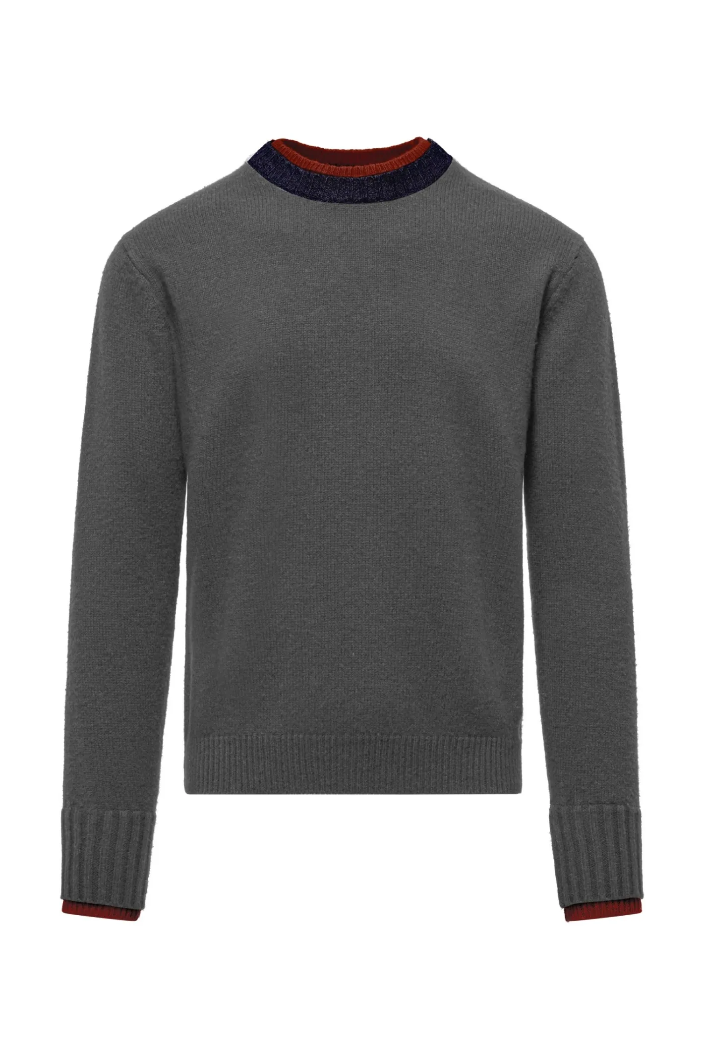 Bomboogie Pullover-Rundhalspullover Aus Schurwolle Mit Zweifarbigen Umrandungen