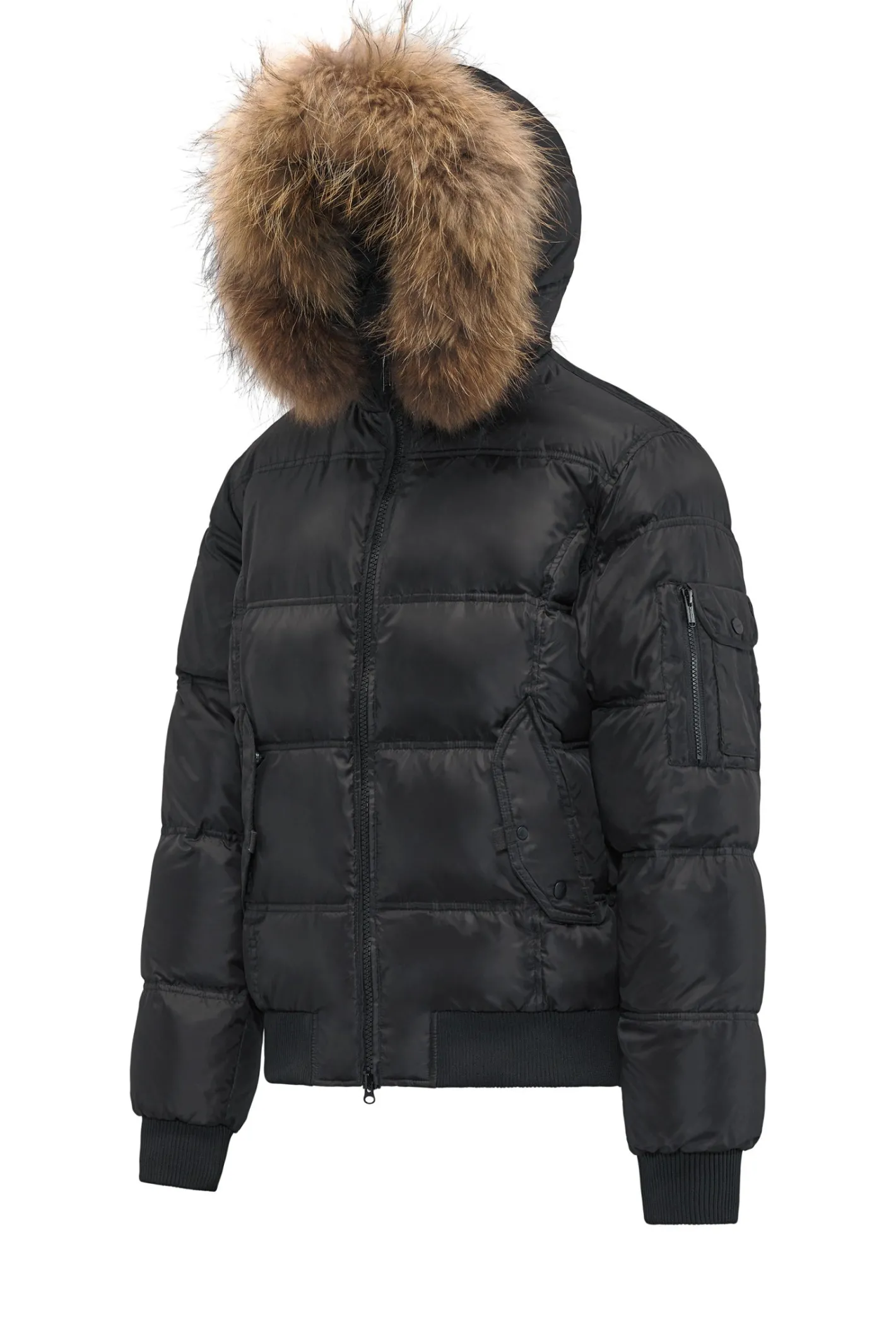 Bomboogie Bomberjacken-Wattierte Daunenbomberjacke Mit Dickem Pelzbesatz